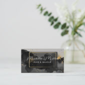 Make-up Artist Hair Salon Abstract Smoky Black Gol Visitekaartje (Staand voorkant)