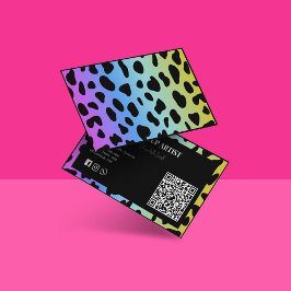 Make-up artist Holografische kleurrijke QR-code Visitekaartje