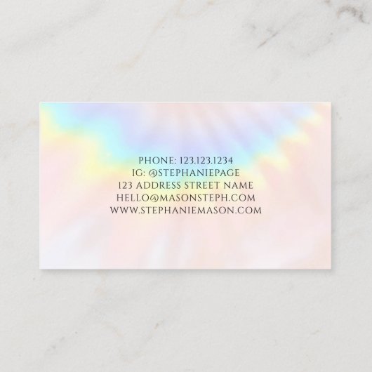 Make-up Artist Holografische Pastel Modern Contactkaartje (Achterkant)