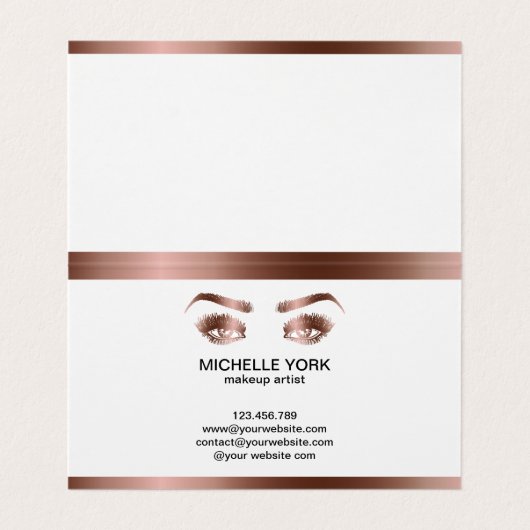 Make-up Artist Lange wimpers Roos Gold Eyes Brows Visitekaartje (Binnenkant ongevouwen)