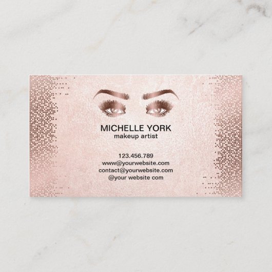 Make-up Artist Lange wimpers Roos Gold Eyes Brows Visitekaartje (Achterkant)