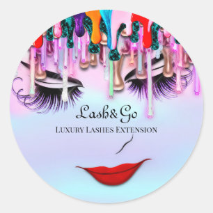 Make-up Artist Lash Extension Drips Prinses Blauw Ronde Sticker