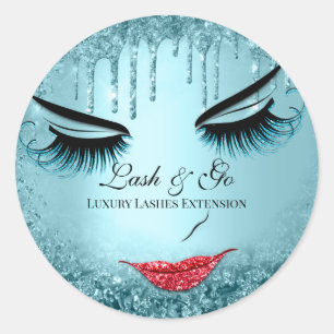 Make-up Artist Lash Extension Rode Lippen Blauwe D Ronde Sticker