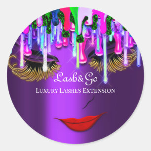 Make-up Artist Lash Product Drips Rode Lip Paarse Ronde Sticker