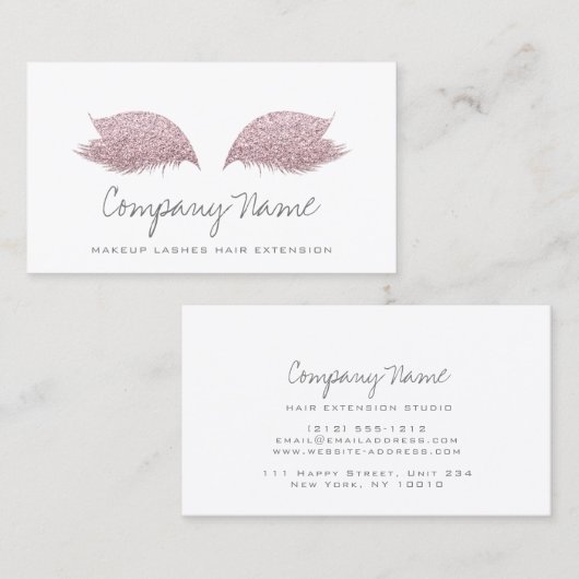 Make-up Artist Lashes Extension Roos Wit Grijs Afsprakenkaartje (Voorkant / Achterkant)