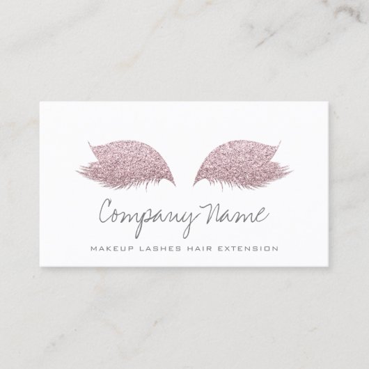 Make-up Artist Lashes Extension Roos Wit Grijs Afsprakenkaartje (Voorkant)