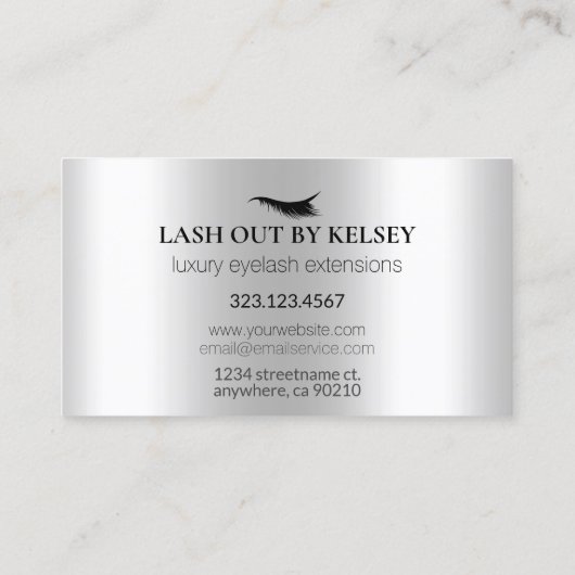 Make-up Artist Lashes Platinum Glitter + Zilveren  Visitekaartje (Achterkant)