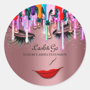 Make-up Artist Lashes Product Drips Roos Glitter Ronde Sticker