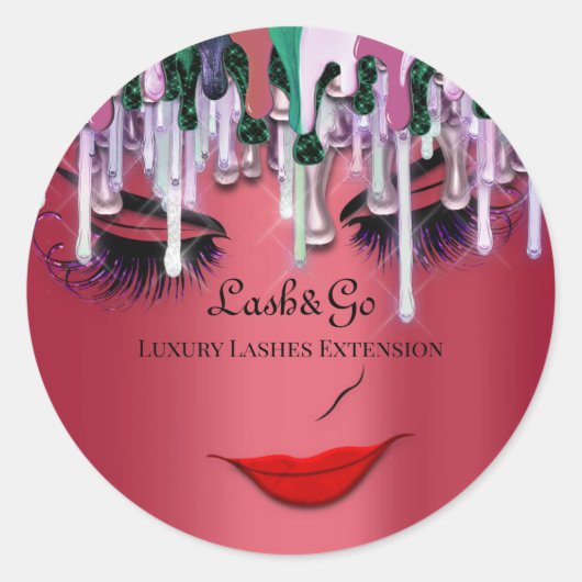 Make-up Artist Lashes Product Rode Drip Ruby Ronde Sticker (Voorkant)