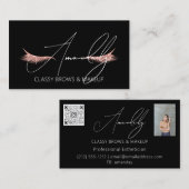 Make-up Artist Lashes QRLOGO Microblade Roos Zwart Visitekaartje (Voorkant / Achterkant)