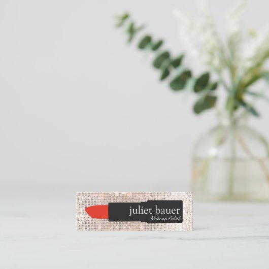 Make-up artist Lipstick Beauty Mini Visitekaartje (Staand voorkant)