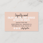 Make-up artist loyalty card punch script blush roz (Achterkant)