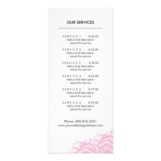 Make-up Artist Menu Rack Kaart (Achterkant)