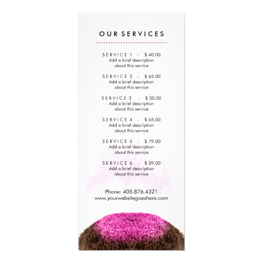 Make-up Artist Menu Rack Kaart (Achterkant)