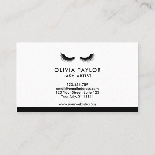 Make-up Artist Minimalistisch Elegant Zwart-wit Visitekaartje (Achterkant)