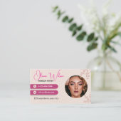 Make-up artist minimalistisch met elegante foto visitekaartje (Staand voorkant)