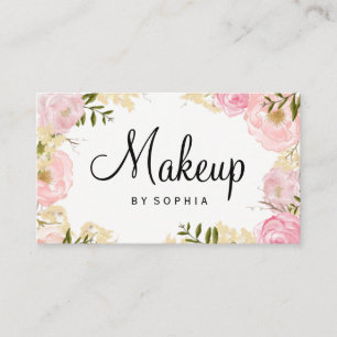 Make-up Artist Modern Roze Bloemen Visitekaartje