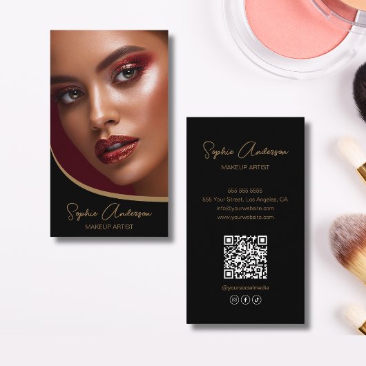 Make-up Artist Modern Script Zwart en Goud Visitekaartje