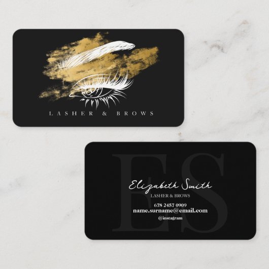 Make-up Artist Modern Zwart Goud Visitekaartje (Voorkant / Achterkant)