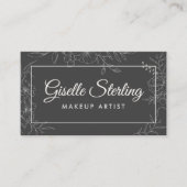 Make-up Artist Moody Houtskool Grijs Bloemen Moder Visitekaartje (Voorkant)