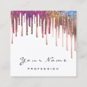 Make-up Artist Nails Roos Regenboog Holografie Dri Vierkante Visitekaartje (Voorkant)