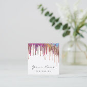 Make-up Artist Nails Roos Regenboog Holografie Dri Vierkante Visitekaartje (Staand voorkant)