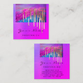Make-up Artist Nails Salon Roos Drips Roze Vierkante Visitekaartje (Voorkant / Achterkant)