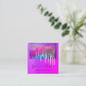 Make-up Artist Nails Salon Roos Drips Roze Vierkante Visitekaartje (Staand voorkant)