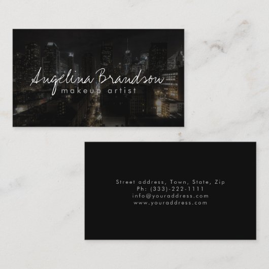 Make-up Artist Night City Foto Mode Kaart Visitekaartje (Voorkant / Achterkant)