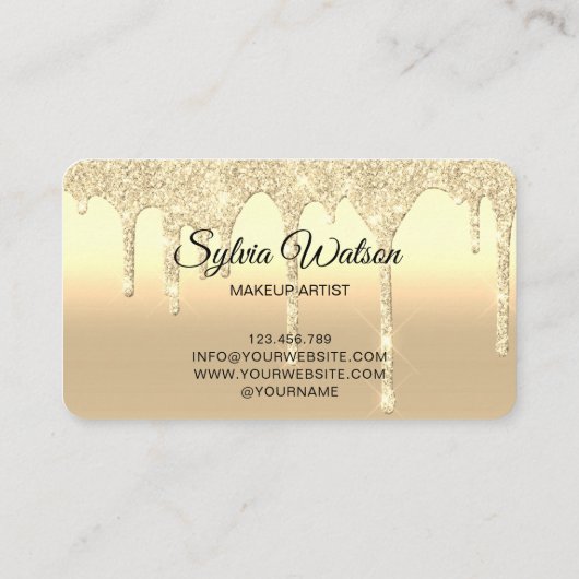 Make-up artist ogen wimpers koningin druipend goud visitekaartje (Achterkant)