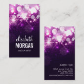 Make-up Artist - Paarse Glitter Sparkles Visitekaartje (Voorkant / Achterkant)