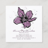 Make-up Artist Paarse Waterverf Flower Vierkante Visitekaartje (Achterkant)