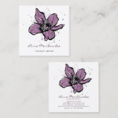 Make-up Artist Paarse Waterverf Flower Vierkante Visitekaartje (Voorkant / Achterkant)