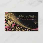 Make-up Artist Pink Gold Elegant Glitter Trendy Visitekaartje (Voorkant)