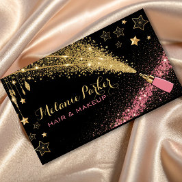 Make-up Artist Pink Gold Elegant Glitter Trendy Visitekaartje
