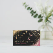 Make-up Artist Pink Gold Elegant Glitter Trendy Visitekaartje (Staand voorkant)