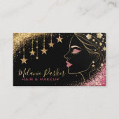 Make-up Artist Pink Gold Elegant Glitter Trendy Visitekaartje (Voorkant)