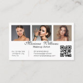 Make-up artist Pink Gold logo, QR Code 3 foto's Visitekaartje (Achterkant)