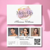 Make-up artist Pink Gold logo, QR Code 3 foto's Visitekaartje