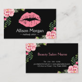 Make-up Artist Pink Lips  Bloemen Decor Visitekaartje (Voorkant / Achterkant)