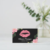 Make-up Artist Pink Lips  Bloemen Decor Visitekaartje (Staand voorkant)