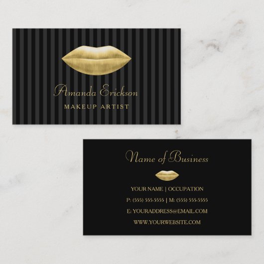 Make-up Artist Professionele Black Stripes Gouden  Visitekaartje (Voorkant / Achterkant)
