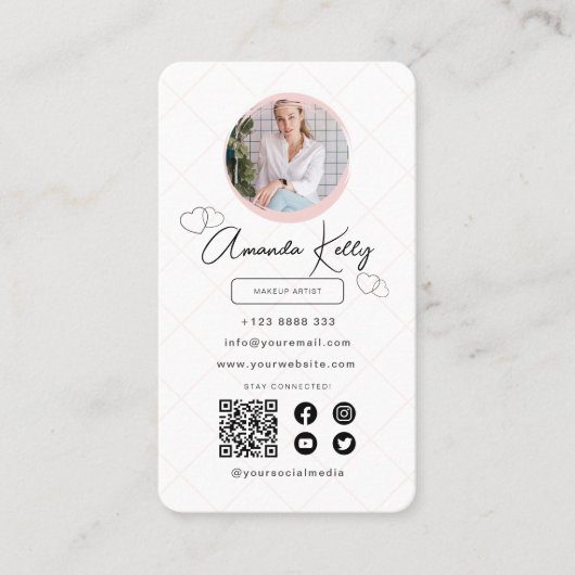 Make-up Artist Professionele scanbare QR-code Visitekaartje (Voorkant)