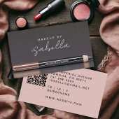 Make-up Artist QR Code Dusty Pink Charcoal Grey Visitekaartje