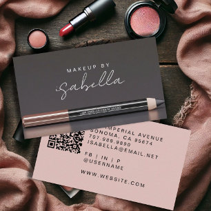 Make-up Artist QR Code Dusty Pink Charcoal Grey Visitekaartje