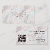 Make-up Artist QR Code Iridescent Opal Stone Visitekaartje (Voorkant / Achterkant)