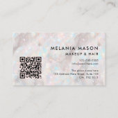 Make-up Artist QR Code Iridescent Opal Stone Visitekaartje (Achterkant)