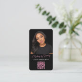 Make-up Artist QR Code Luxe Zwart Roze Beauty Visitekaartje (Staand voorkant)