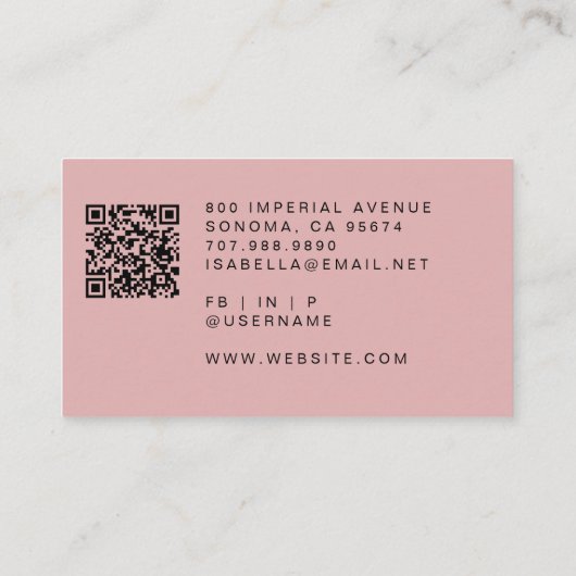 Make-up Artist QR Code Visitekaartje (Achterkant)