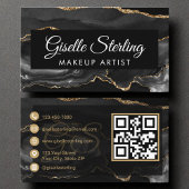 Make-up Artist QR Code Zwart Gouden Agaat Luxe Visitekaartje